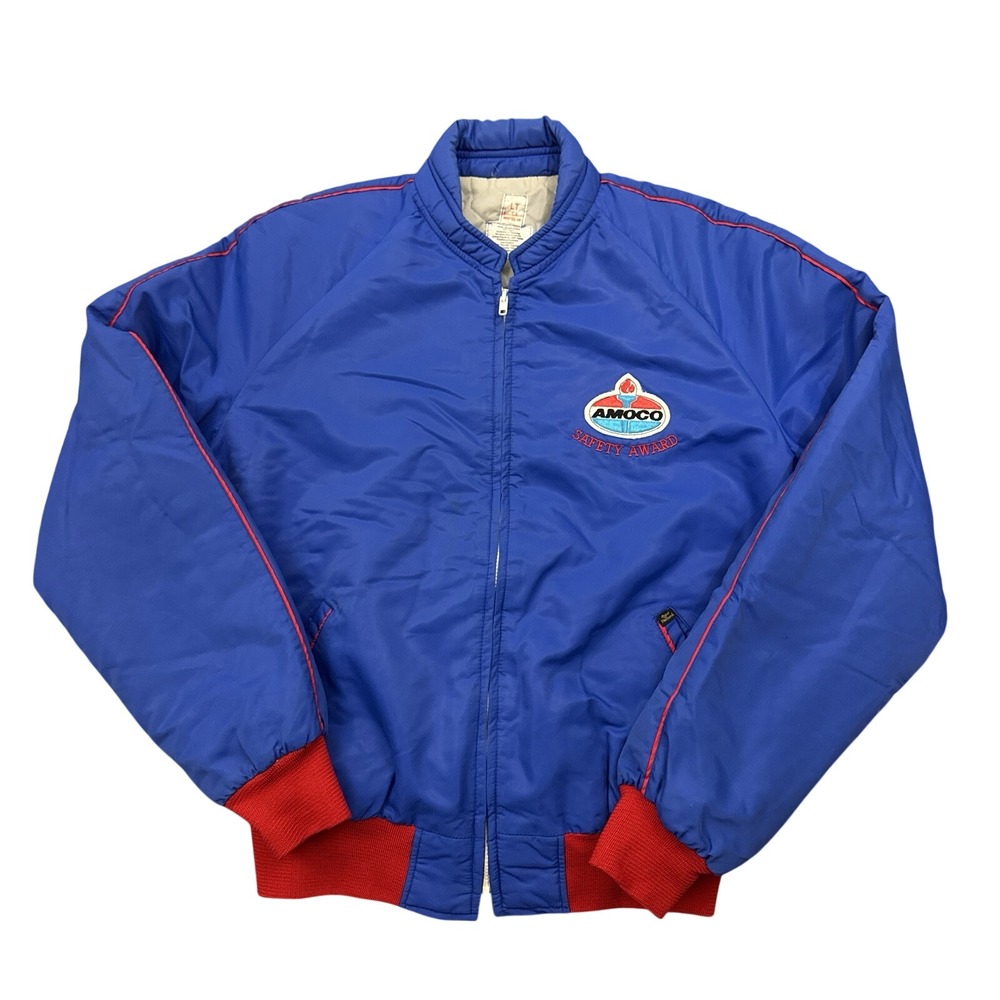 Vintage Amoco Oil Gas Safety Award Puffer Jacket Quilt Lined Marv Holland